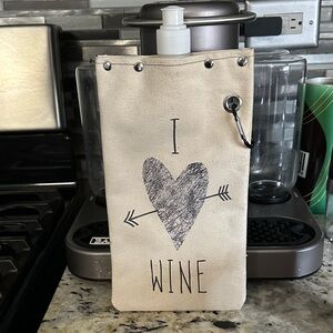 Canvas 'I Love Wine' Bottle Bag - Natural